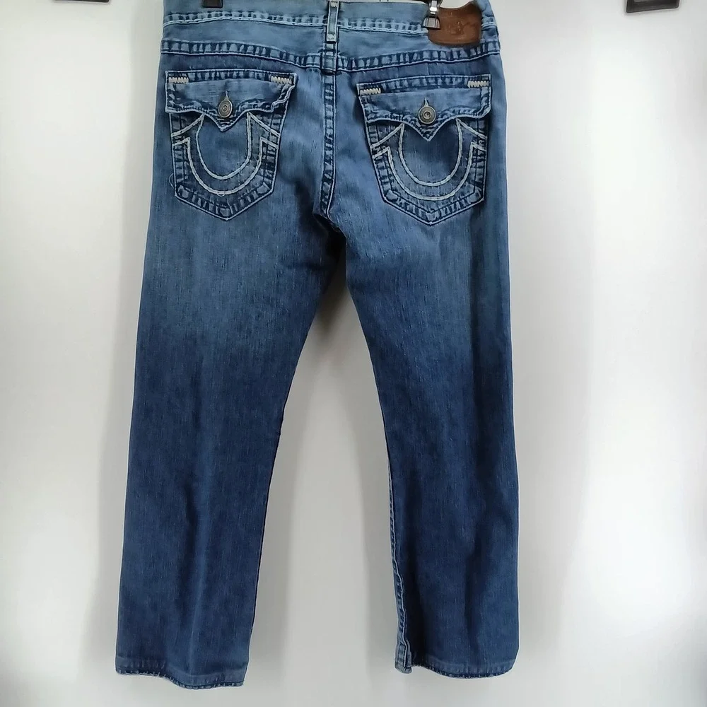 TRUE RELIGION Joey Jeans Mens 40 Blue RN112790 Straight Leg Horseshoe